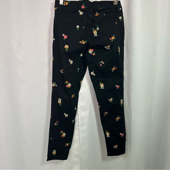 Tory Burch Jeans Womens 25 Brindle Black Floral Embroidered Skinny Ankle Jeans - Picture 8 of 13